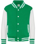 Veste Universitaire JH043 Vert Kelly & Manche Blanc