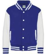 Veste Universitaire JH043 Bleu Royal & Manche Blanc