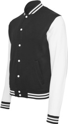 Veste Universitaire JH043 Noir de Jais  / Manche Blanc