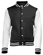 Veste Universitaire JH043 Noir de Jais  / Manche Blanc