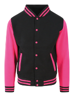 Veste Universitaire JH043 Noir & Manche Rose