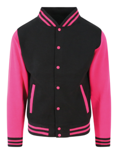 Veste Universitaire JH043 Noir & Manche Rose